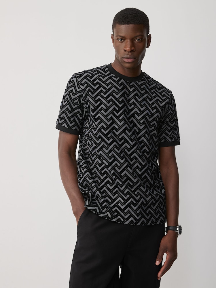 Grey/Black Smart Flocked T-Shirt - Image 1 of 7