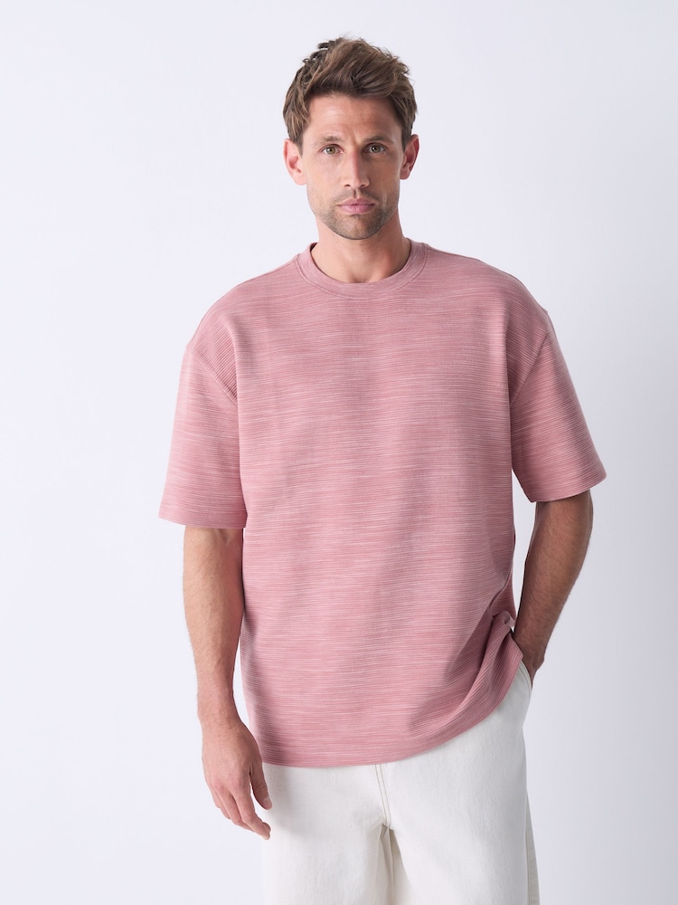 Pink Single Relaxed Fit Ottoman Texture T-Shirt - Image 1 of 6
