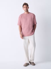 Pink Single Relaxed Fit Ottoman Texture T-Shirt - Image 4 of 6
