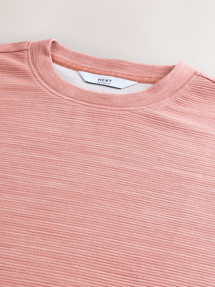 Pink Single Relaxed Fit Ottoman Texture T-Shirt - Image 6 of 6