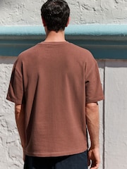 Коричневый - Textured Relaxed Heavyweight 100% Cotton T-Shirt - Image 3 of 3