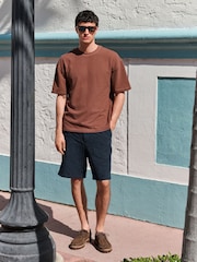 Brown Textured Relaxed Heavyweight 100% Cotton T-Shirt - Image 4 of 7