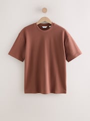 Brown Textured Relaxed Heavyweight 100% Cotton T-Shirt - Image 5 of 7