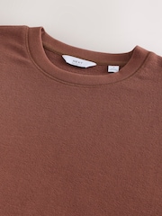 Brown Textured Relaxed Heavyweight 100% Cotton T-Shirt - Image 6 of 7