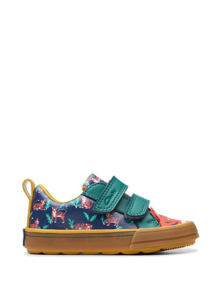 Clarks Blue Standard Fit (F) Toddler Printed Foxing Safari Shoes - Image 1 of 7