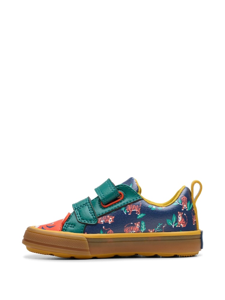 Clarks Blue Standard Fit (F) Toddler Printed Foxing Safari Shoes - Image 2 of 7