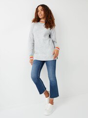 Threadbare Grey Crew Neck Rib Jumper - Image 3 of 4