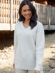 Threadbare White V-Neck Knitted Jumper - Image 3 of 4