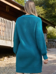 Threadbare Blue V-Neck Knitted Jumper Dress - Image 2 of 4