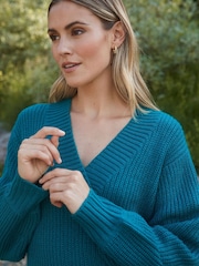 Threadbare Blue V-Neck Knitted Jumper Dress - Image 4 of 4