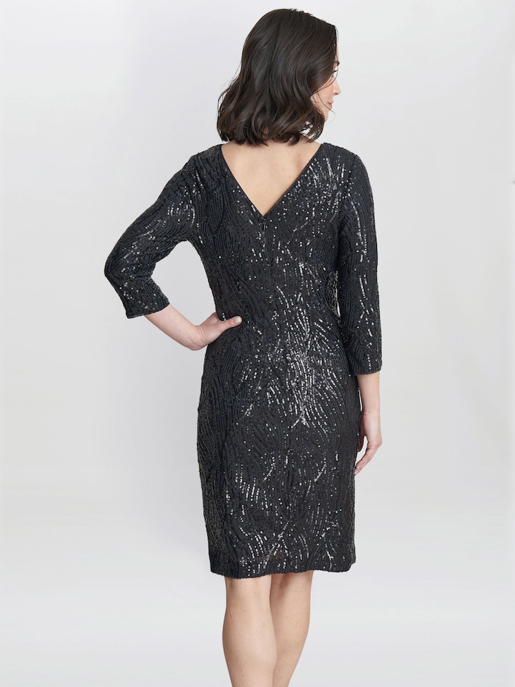 Gina Bacconi Grey Angelina Sequin Shift Dress - Image 2 of 4