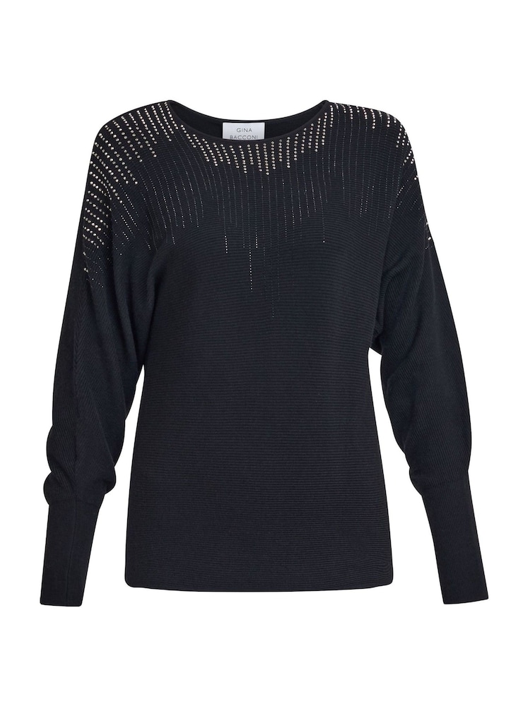 Gina Bacconi Black Goldy Batwing Diamante Jumper - Image 3 of 3 Gina Bacconi Black Goldy Batwing Diamante Jumper - Image 3 of 3