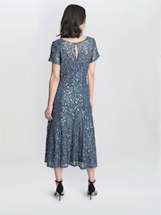 Gina Bacconi Grey Andrea A-Line Dress With Illusion Neckline - Image 2 of 4