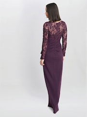 Gina Bacconi Keeley Lace Bodice & Sleeves Maxi Dress - Image 2 of 5