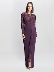 Gina Bacconi Keeley Lace Bodice & Sleeves Maxi Dress - Image 3 of 5