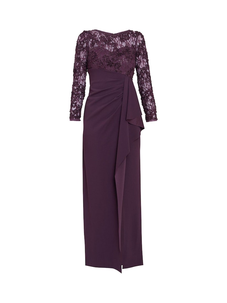 Gina Bacconi Keeley Lace Bodice & Sleeves Maxi Dress - Image 5 of 5