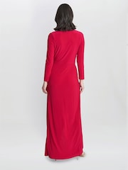 Gina Bacconi Red Hilary Jersey Wrap Maxi Dress - Image 2 of 4