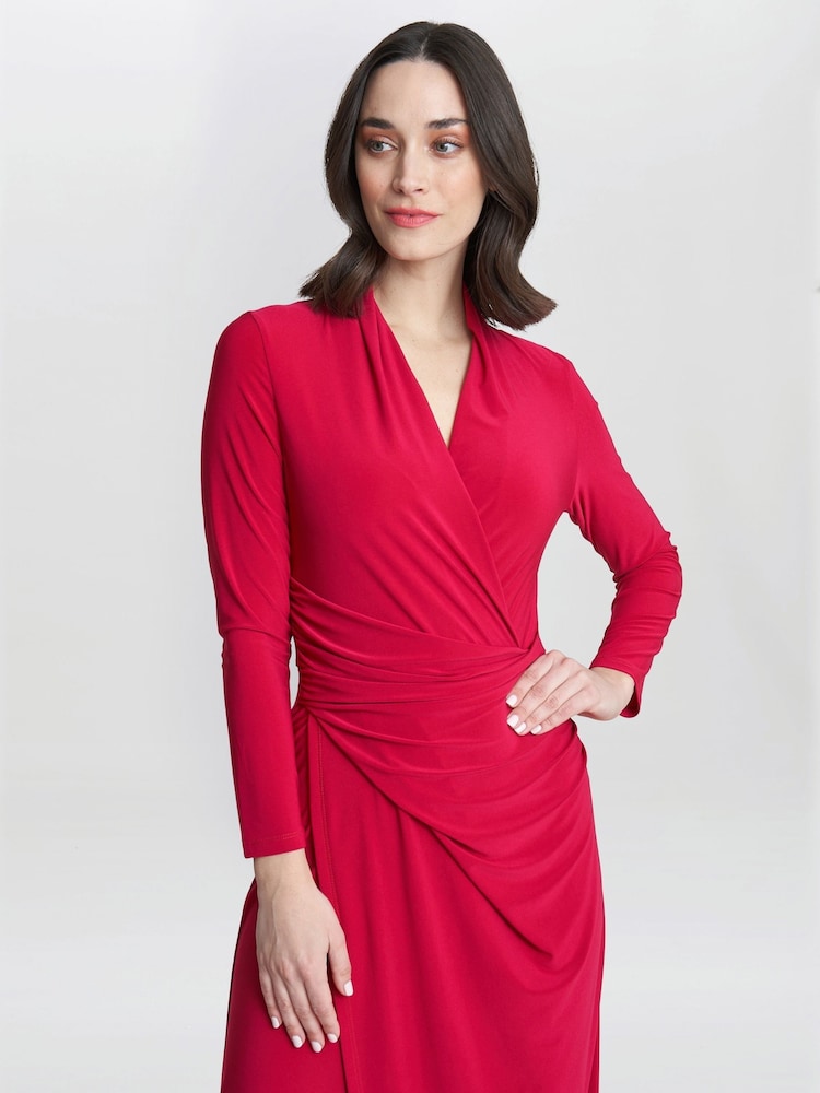 Gina Bacconi Hilary rotes Wickel-Maxikleid aus Jersey - Bild 4 von 4 Gina Bacconi Hilary rotes Wickel-Maxikleid aus Jersey - Bild 4 von 4