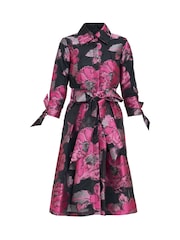 Gina Bacconi Grey Lauren Jacquard Shirt Dress - Image 6 of 6