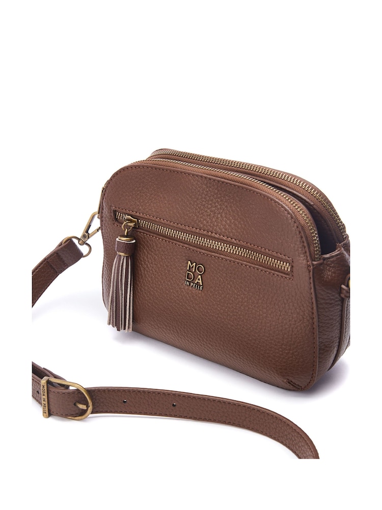 Moda in Pelle Aubree Small Tassel Brown Cross Body Bag - Image 4 of 4