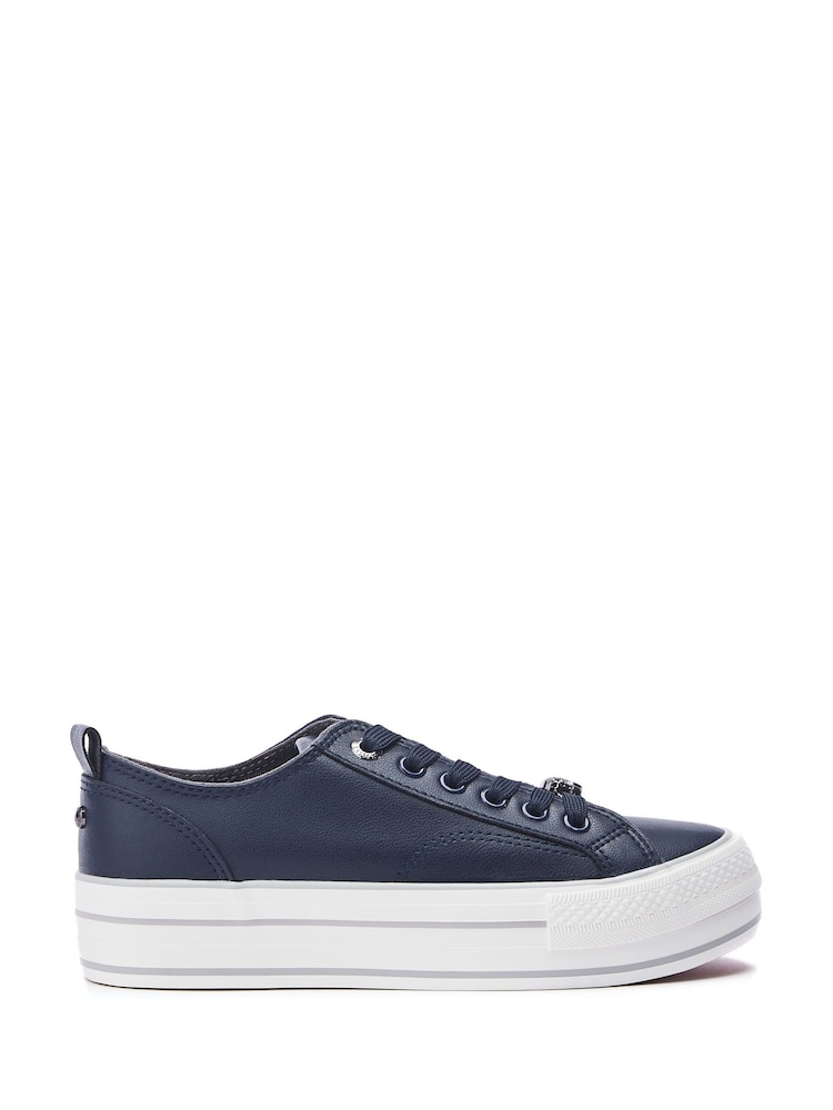 Blau - Moda in Pelle Bagnol Chunky Sole Lace-Up Trainers - Bild 1 von 4