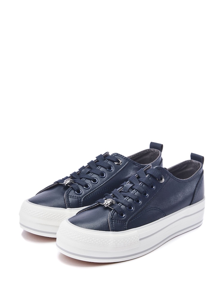 Blau - Moda in Pelle Bagnol Chunky Sole Lace-Up Trainers - Bild 2 von 4