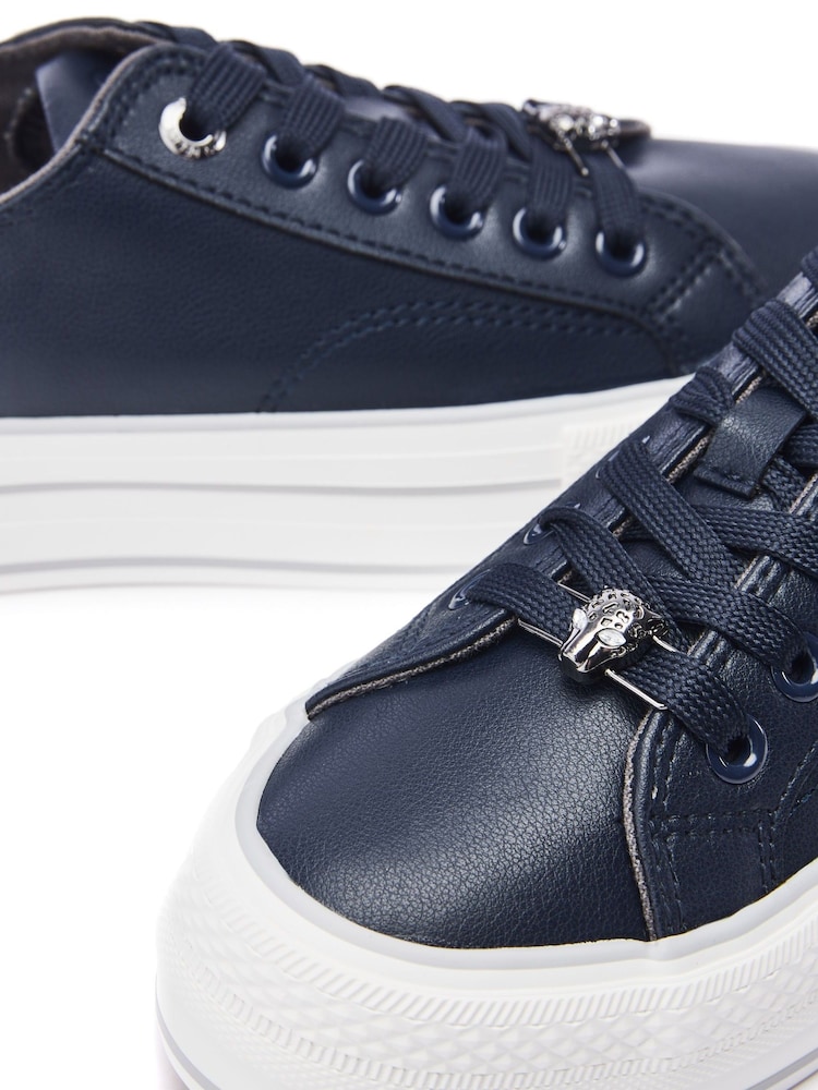 Blau - Moda in Pelle Bagnol Chunky Sole Lace-Up Trainers - Bild 4 von 4 Blau - Moda in Pelle Bagnol Chunky Sole Lace-Up Trainers - Bild 4 von 4