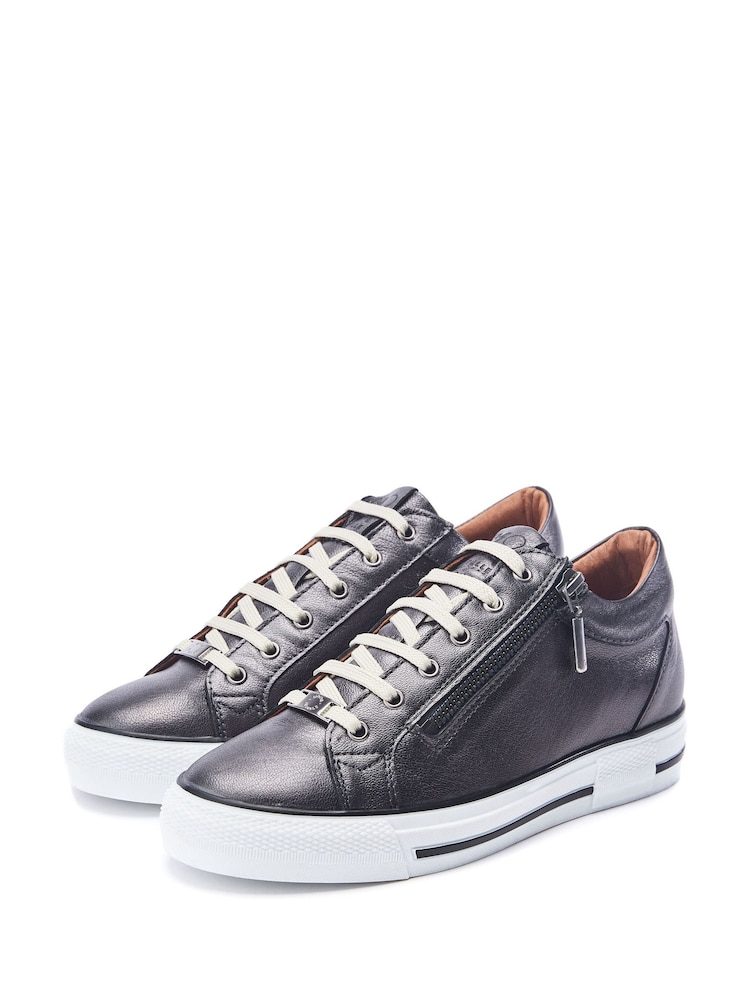Moda in Pelle BRAMLEIGH HIDDEN WEDGE LEATHER TRAINER WITH SIDE ZIP DETAIL - Image 2 of 4