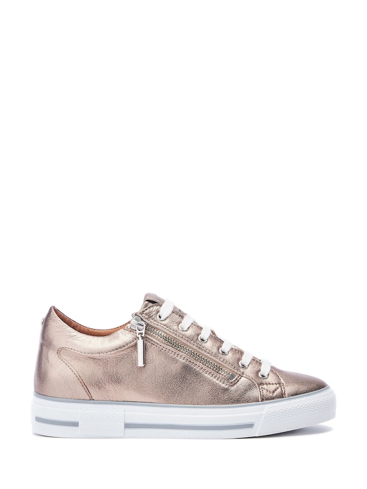Moda in Pelle BRAMLEIGH HIDDEN WEDGE LEATHER TRAINER WITH SIDE ZIP DETAIL - Image 1 of 4