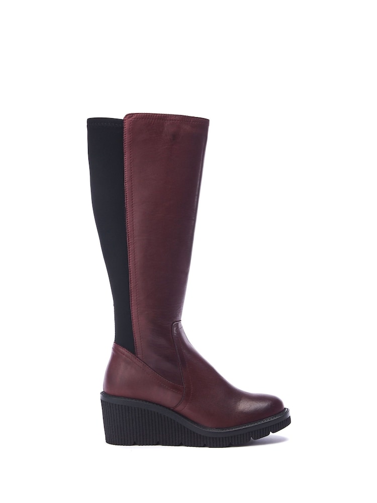 Moda in Pelle Harpette Crepe Wedge Long Side Zip Boots - Image 1 of 4