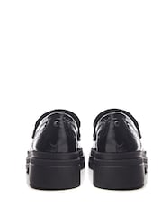 Moda in Pelle Fabri Brogue Detailing Chunky BlackLeather Loafers - Image 3 of 4
