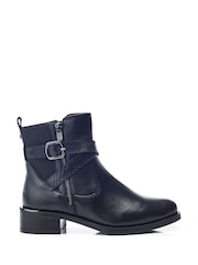 Moda in Pelle Oloron Smart Buckle Detail Leather Ankle Boots - Image 1 of 4