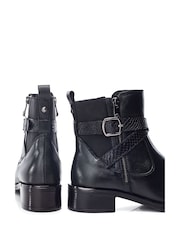 Moda in Pelle Oloron Smart Buckle Detail Leather Ankle Boots - Image 4 of 4