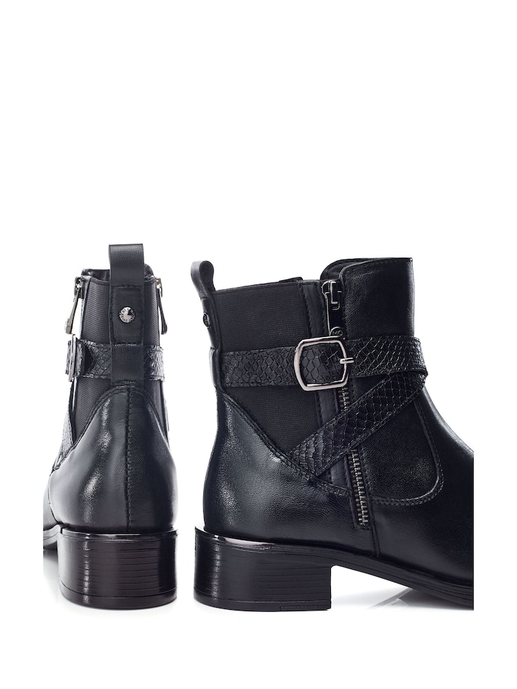 Moda in Pelle Oloron Smart Buckle Detail Leather Ankle Boots - Image 4 of 4
