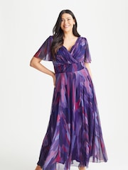 Scarlett & Jo Purple Curve Isabelle Angel Sleeve Maxi Dress - Image 1 of 4