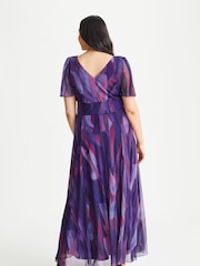 Scarlett & Jo Purple Curve Isabelle Angel Sleeve Maxi Dress - Image 2 of 4