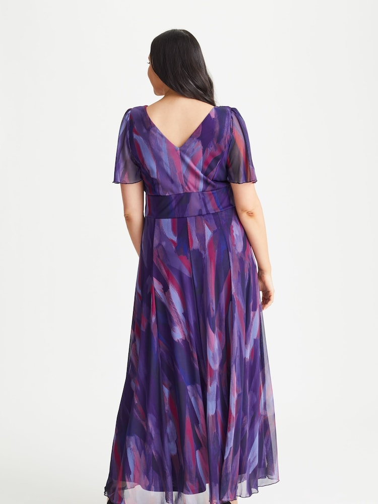 Scarlett & Jo Purple Curve Isabelle Angel Sleeve Maxi Dress - Image 2 of 4