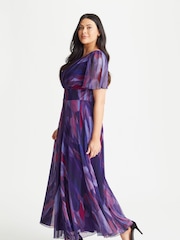 Scarlett & Jo Purple Curve Isabelle Angel Sleeve Maxi Dress - Image 3 of 4