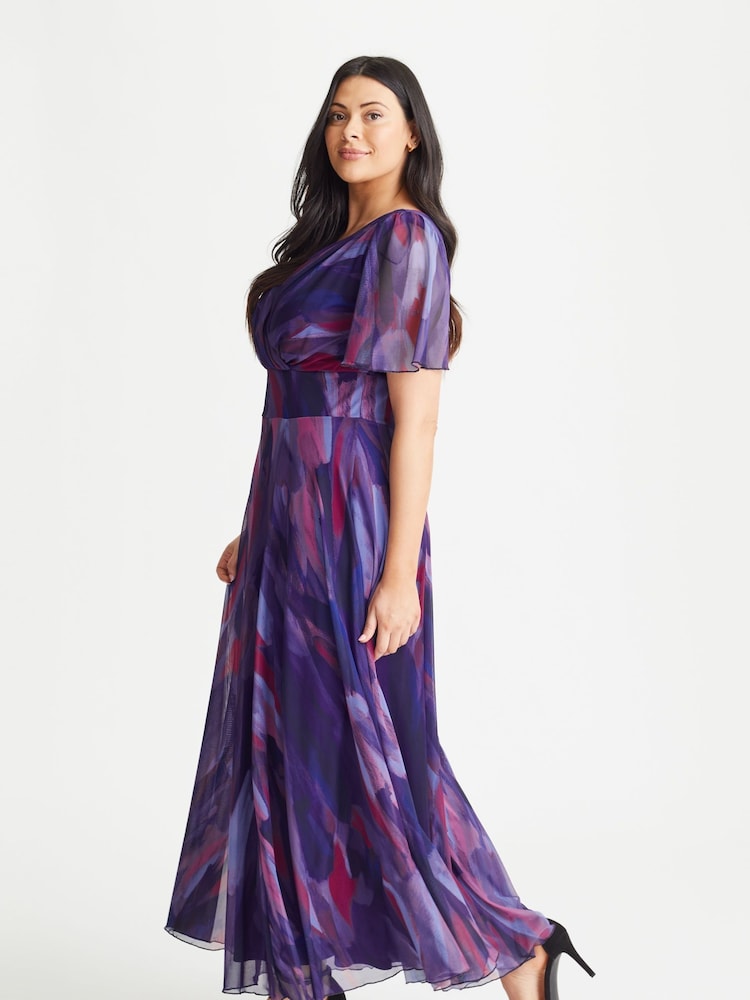 Scarlett & Jo Purple Curve Isabelle Angel Sleeve Maxi Dress - Image 3 of 4