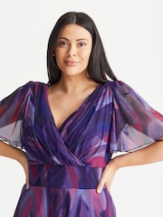Scarlett & Jo Purple Curve Isabelle Angel Sleeve Maxi Dress - Image 4 of 4