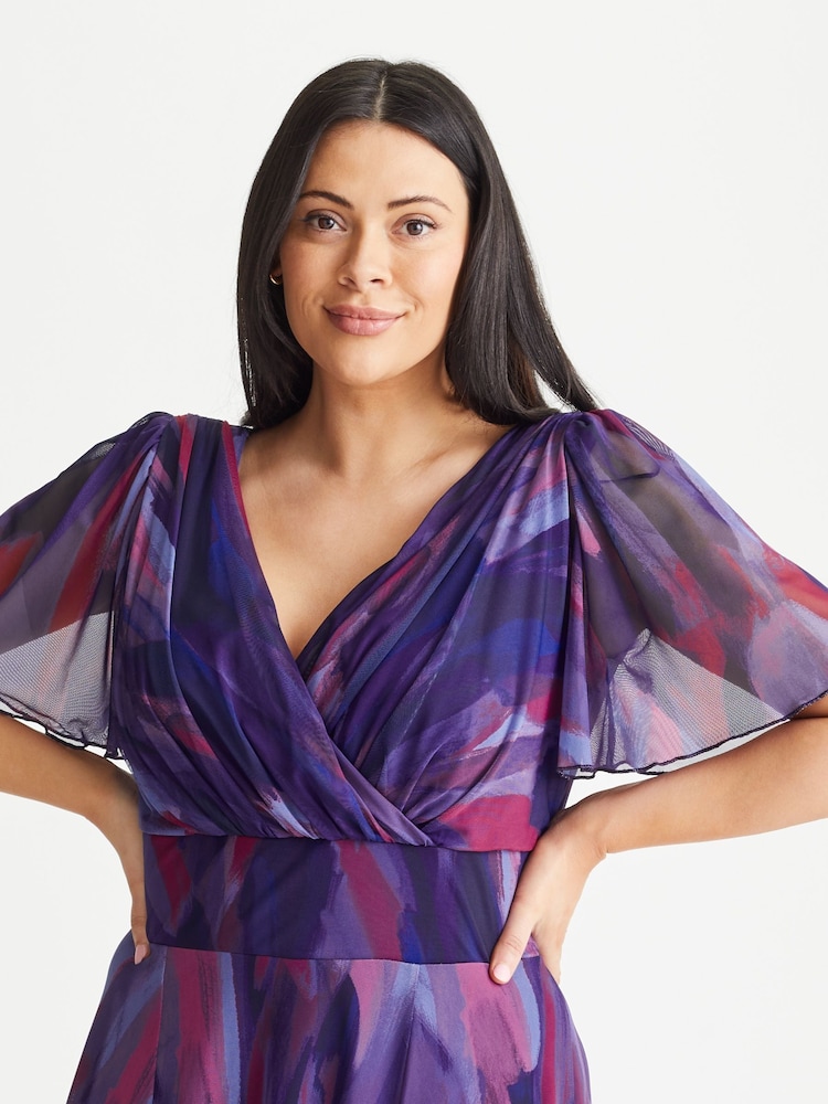 Scarlett & Jo Purple Curve Isabelle Angel Sleeve Maxi Dress - Image 4 of 4