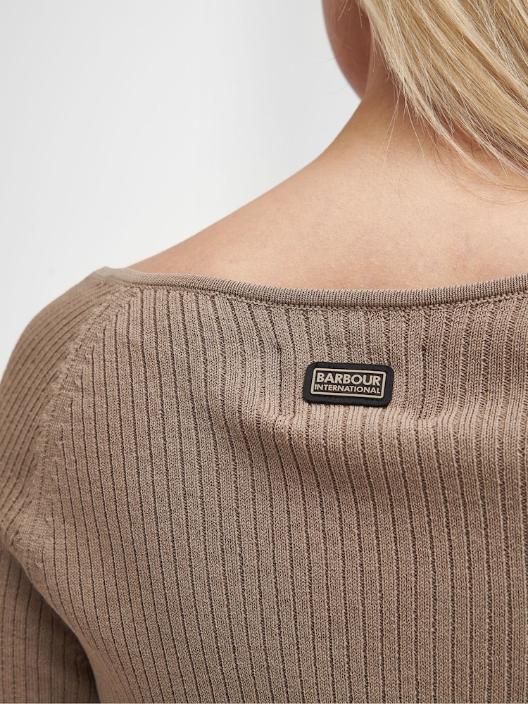 Barbour® International Irina Knit Brown Jumper - Image 6 of 6