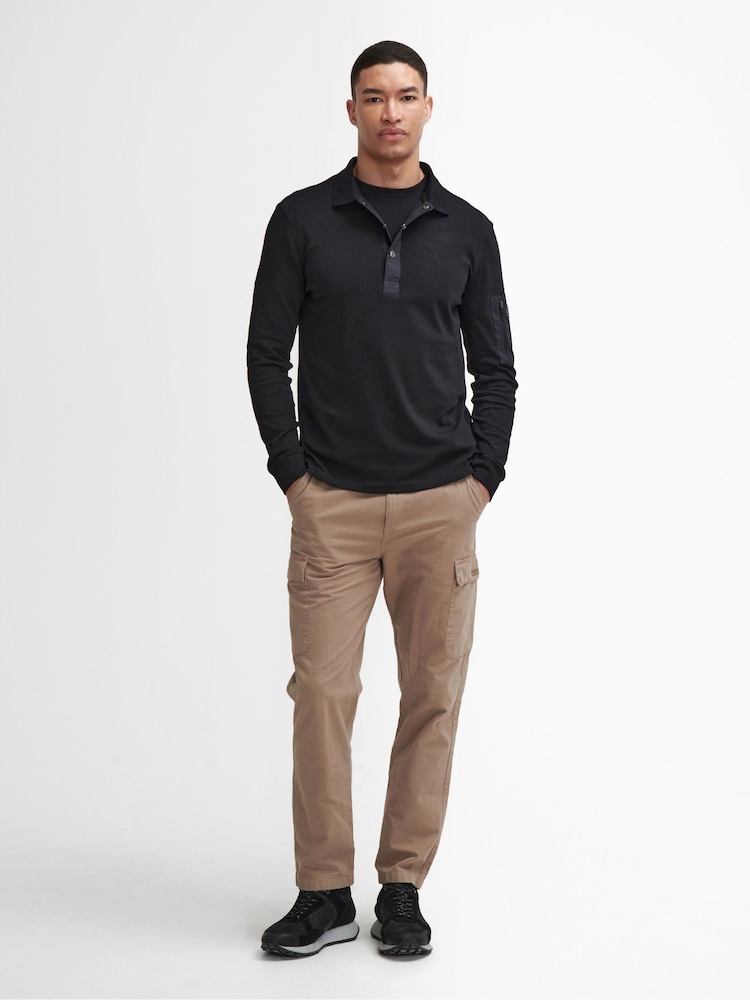 Barbour® International Bradley 100% Cotton Black Polo Shirt - Image 2 of 5