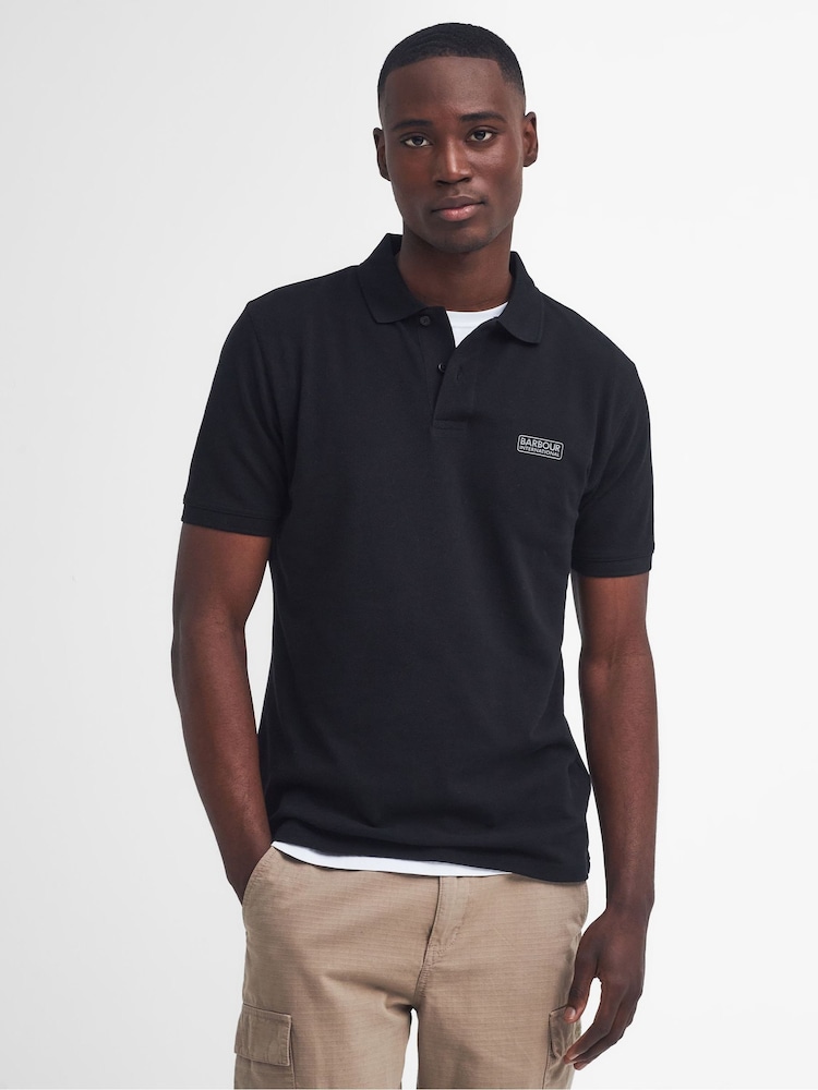 Barbour® International Essential 100% Cotton Black Polo Shirt - Image 1 of 5