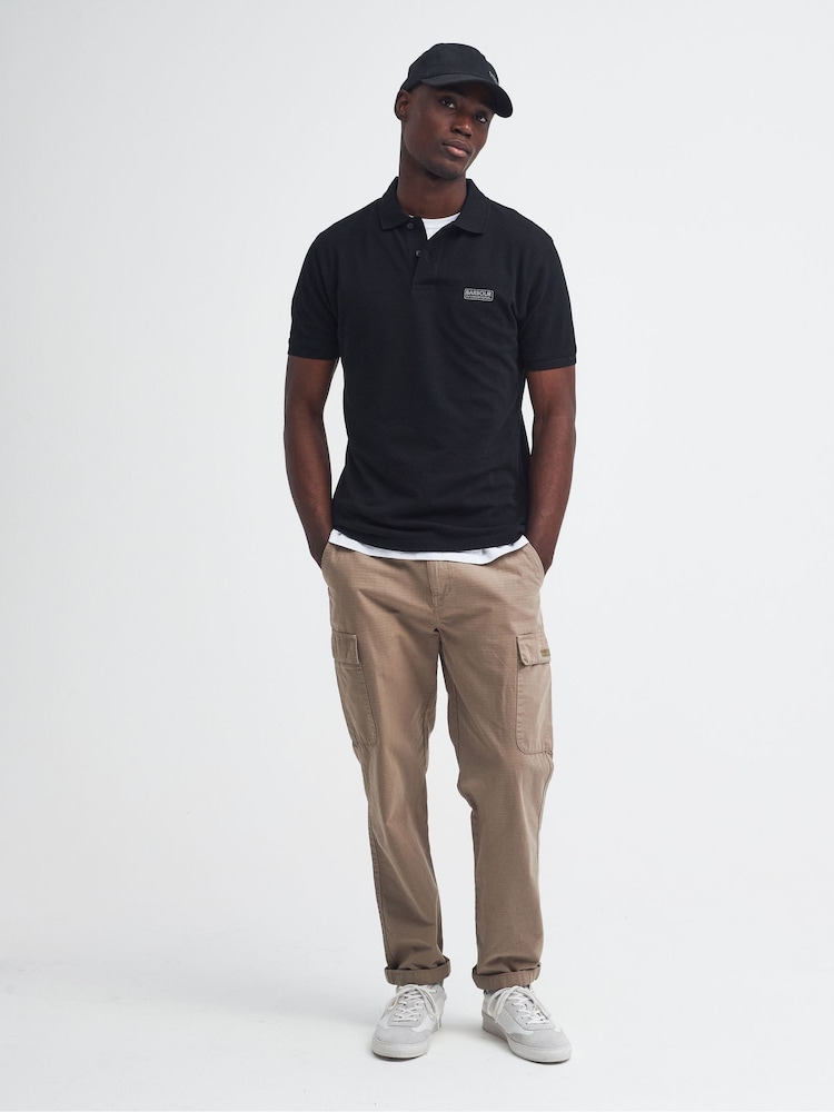 Barbour® International Essential 100% Cotton Black Polo Shirt - Image 2 of 5
