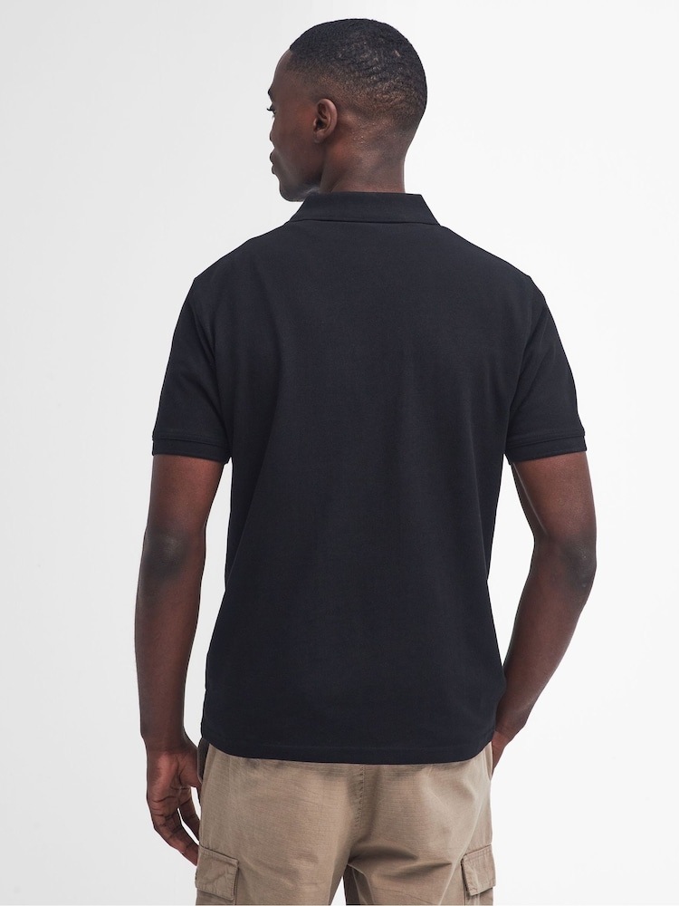 Barbour® International Essential 100% Cotton Black Polo Shirt - Image 3 of 5