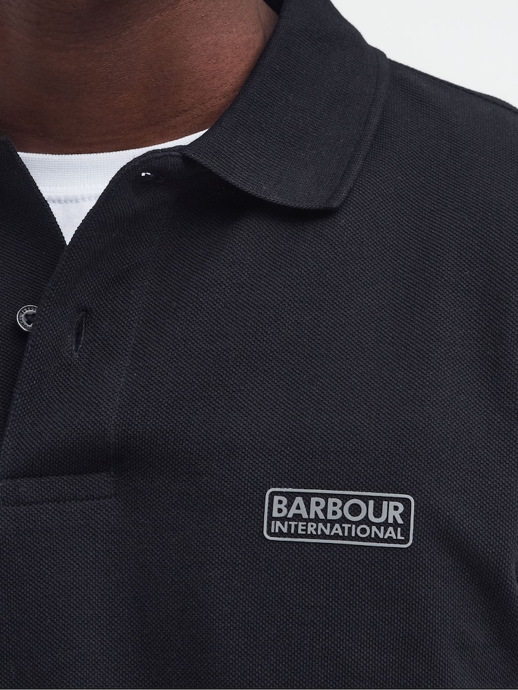 Barbour® International Essential 100% Cotton Black Polo Shirt - Image 5 of 5