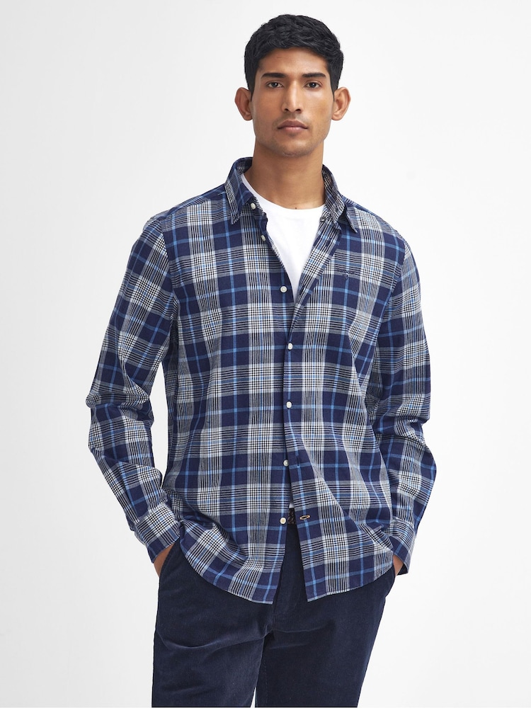 Barbour® Blue Pritchard Tailored Fit 100% Cotton Shirt - Image 1 of 5