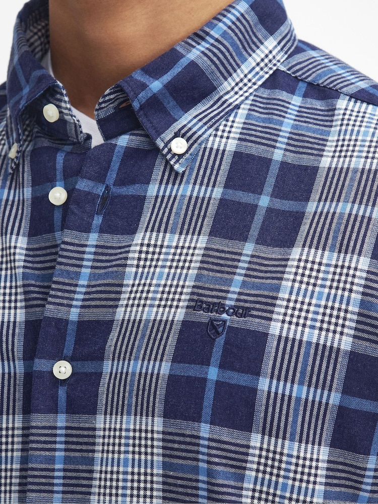 Barbour® Blue Pritchard Tailored Fit 100% Cotton Shirt - Image 5 of 5