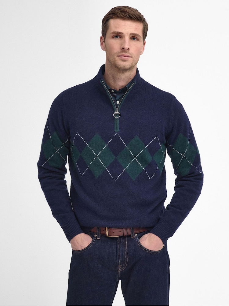 Barbour® Blue Hartfield Half Zip Jumper - Image 1 of 6
